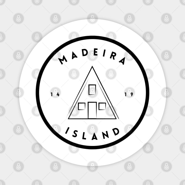 Madeira Island 1419 logo with the traditional Santana house in black & white Magnet by Donaby